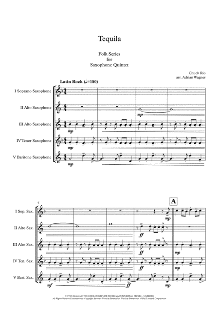 Tequila Saxophone Quintet Arr Adrian Wagner Page 2