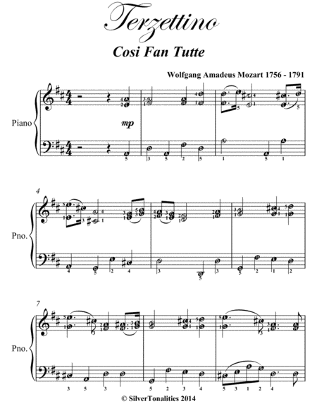 Terzettino Cosi Fan Tutte Elementary Piano Sheet Music Page 2