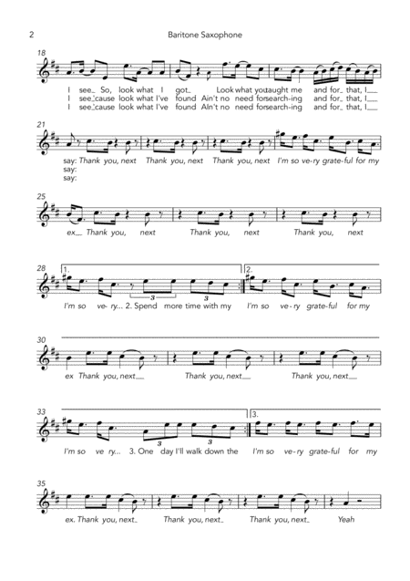 Thank U Next Easy Baritone Sax And Easy Piano Page 2