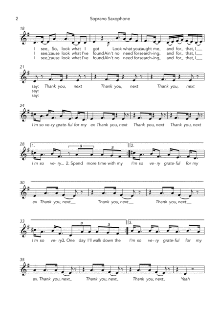 Thank U Next Easy Soprano Sax And Easy Piano Page 2