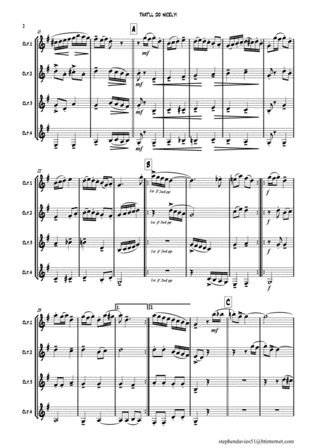 That Will Do Nicely Clarinet Quartet By Stephen Davies Page 2