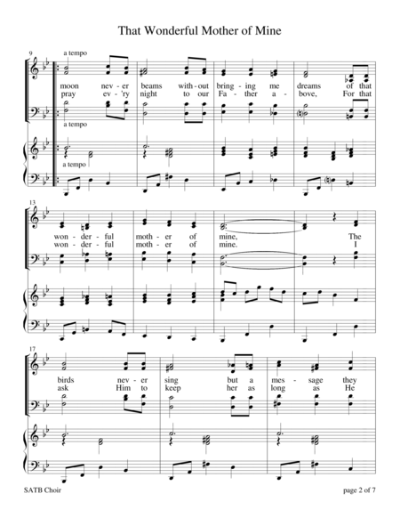 That Wonderful Mother Of Mine For Satb Choir With Piano Accompaniment Page 2