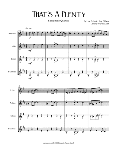 Thats A Plenty Saxophone Quartet Page 2