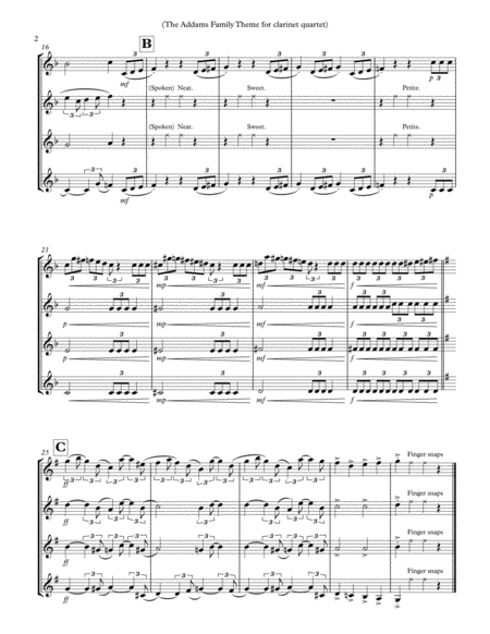 The Addams Family Theme For Clarinet Quartet Page 2