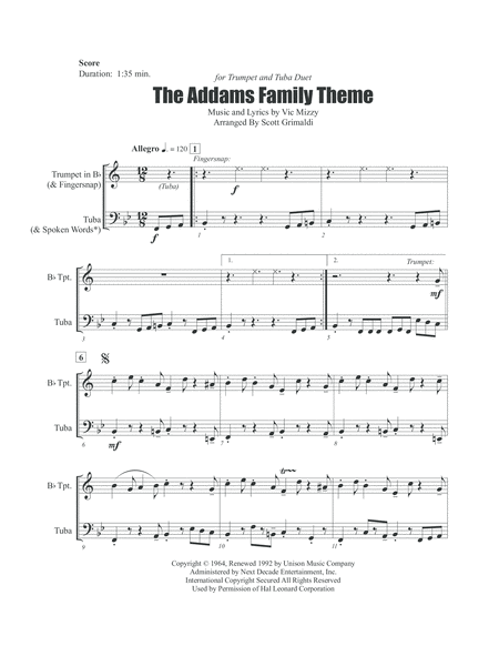 The Addams Family Theme For Trumpet And Tuba Duet Page 2