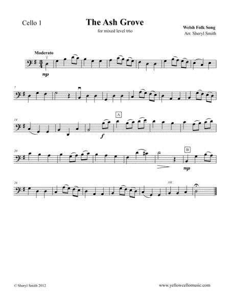 The Ash Grove A Welsh Folk Song For Mixed Level Cello Trio Page 2