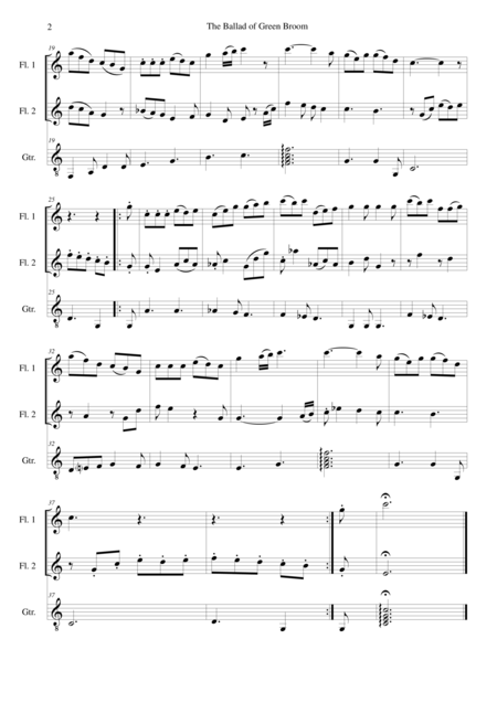 The Ballad Of Green Broom For 2 Flutes And Guitar Page 2