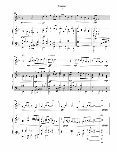 The Beatles Yesterday For Flute Piano Page 2