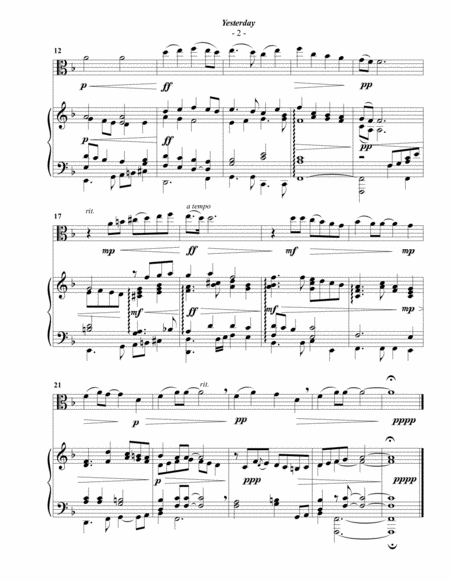 The Beatles Yesterday For Viola Piano Page 2