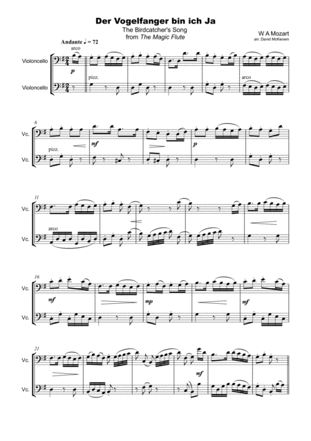 The Birdcatchers Song From The Magic Flute Cello Duet Page 2