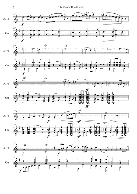 The Boars Head Carol For Alto Flute And Guitar Page 2