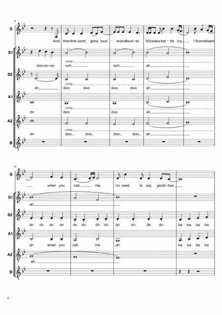 The Call By Regina Spektor Arranged For Ssaab A Cappella Page 2