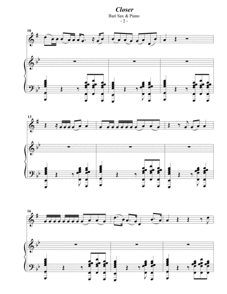 The Chainsmokers Closer For Baritone Sax Piano Page 2