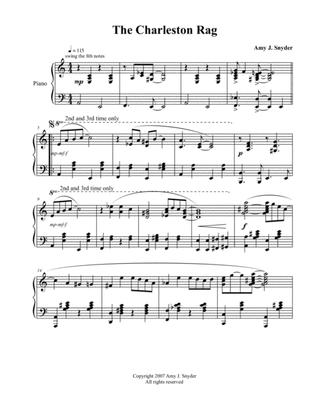 The Charleston Rag Piano Solo Page 2