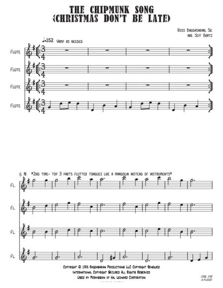 The Chipmunk Song Christmas Dont Be Late Flute Quartet Page 2