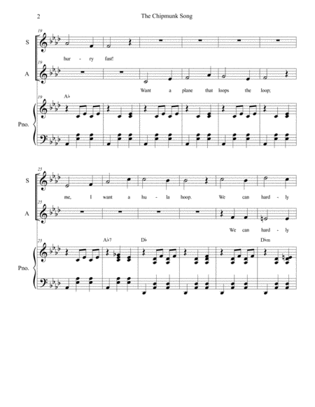 The Chipmunk Song Duet For Soprano And Alto Solo Page 2