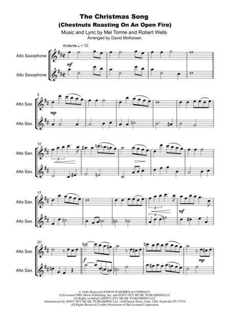 The Christmas Song Chestnuts Roasting On An Open Fire Alto Saxophone Duet Page 2