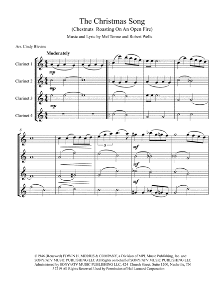 The Christmas Song Chestnuts Roasting On An Open Fire Arranged For Clarinet Quartet Page 2