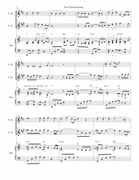 The Christmas Song Chestnuts Roasting On An Open Fire Duet For Soprano And Alto Saxophone Page 2