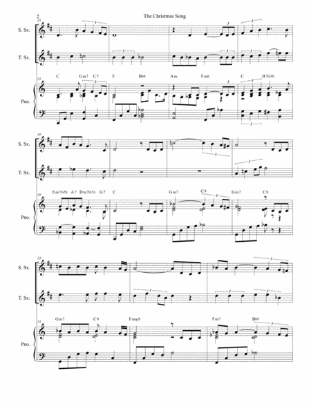 The Christmas Song Chestnuts Roasting On An Open Fire Duet For Soprano And Tenor Saxophone Page 2