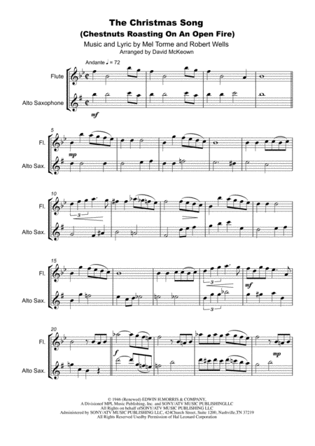 The Christmas Song Chestnuts Roasting On An Open Fire Flute And Alto Saxophone Duet Page 2