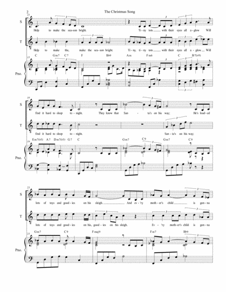 The Christmas Song Chestnuts Roasting On An Open Fire For 2 Part Choir Sop Ten Page 2