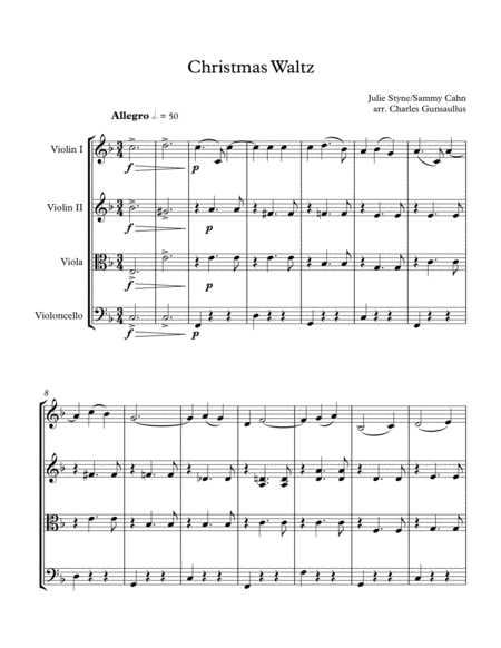 The Christmas Waltz For String Quartet Jule Styne Page 2