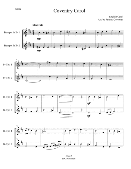 The Coventry Carol For Two Trumpets Page 2