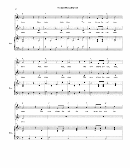 The Cow Chews The Cud Vocal Warm Up Unison 2 Part Page 2