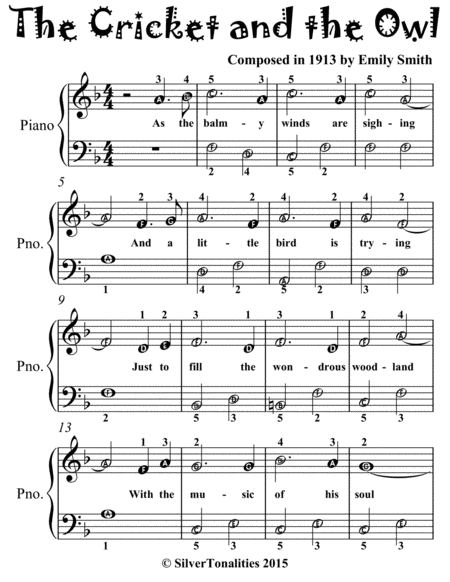 The Cricket And The Owl Easiest Piano Sheet Music For Beginner Pianists Page 2