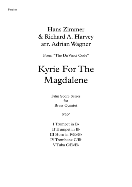 The Da Vinci Code Kyrie For The Magdalene Brass Quintet Arr Adrian Wagner Page 2