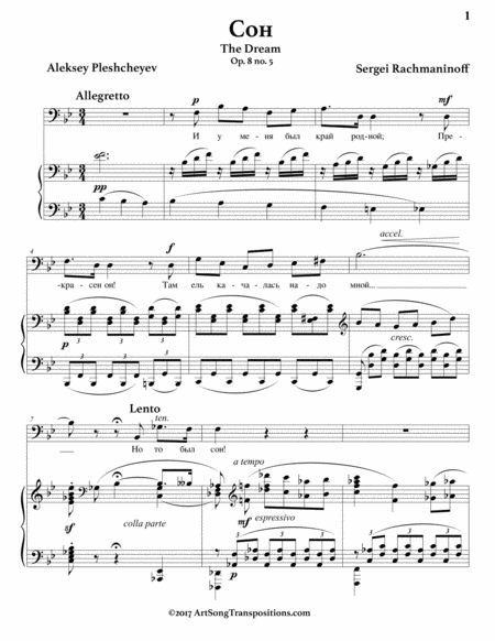 The Dream Op 8 No 5 B Flat Major Bass Clef Page 2