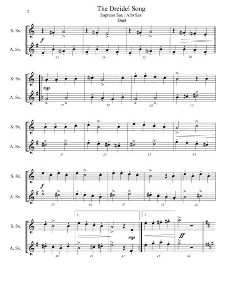 The Dreidel Song Mixed Saxophone Soprano Alto Duet Intermediate Page 2