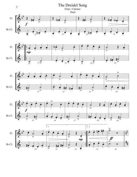 The Dreidel Song Mixed Woodwind Flute Clarinet Duet Intermediate Page 2