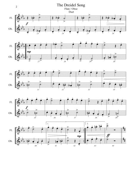 The Dreidel Song Mixed Woodwind Flute Oboe Duet Intermediate Page 2