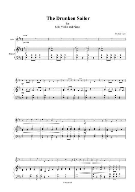 The Drunken Sailor For Solo Violin And Piano Page 2