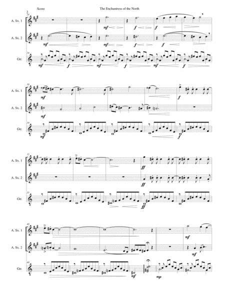 The Enchantress Of The North L Incantatrice Del Norte For 2 Alto Saxophones And Guitar Page 2