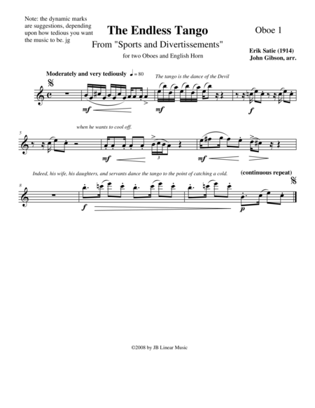 The Endless Tango By Erik Satie Set For Oboe Trio Page 2