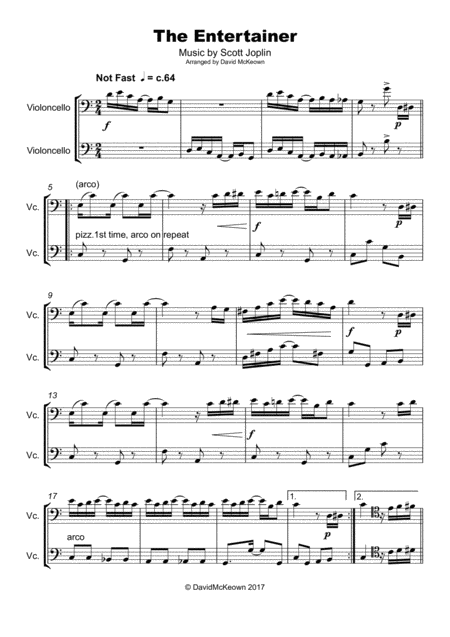 The Entertainer By Scott Joplin Duet For Cello Page 2