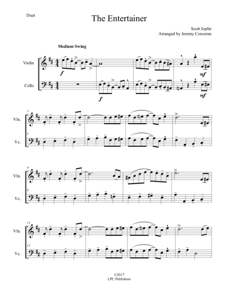 The Entertainer For Violin And Cello Page 2