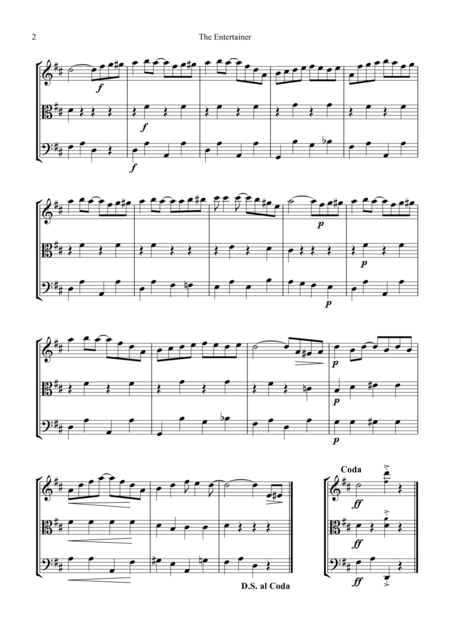 The Entertainer Ragtime Easy Abridged For String Trio Page 2