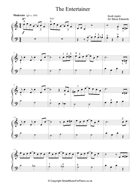 The Entertainer Scott Joplin Easy Solo Piano Page 2