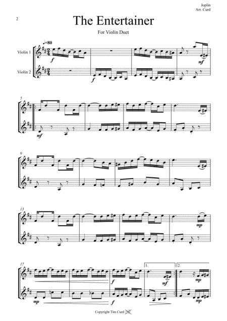 The Entertainer Violin Duet Page 2