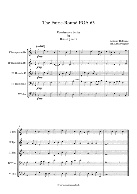 The Fairie Round Pga 63 Anthony Holborne Brass Quintet Arr Adrian Wagner Page 2