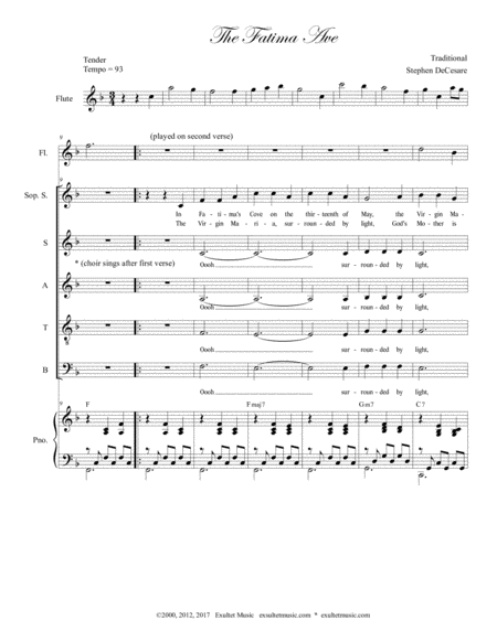 The Fatima Ave For Soprano Solo And Satb Page 2