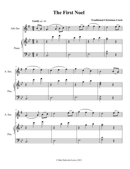 The First Noel E Flat Saxes Alto Baritone Piano Page 2