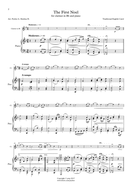 The First Noel For Clarinet In Bb And Piano Page 2