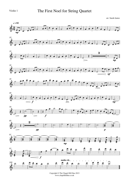 The First Noel For String Quartet Full Length Arrangement By The Chapel Hill Duo Page 2