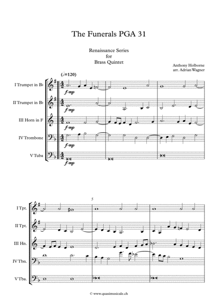 The Funerals Pga 31 Anthony Holborne Brass Quintet Arr Adrian Wagner Page 2