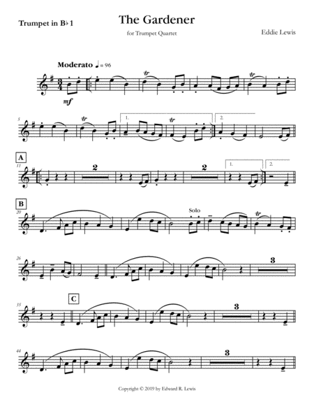 The Gardener For Trumpet Quartet Easy Page 2